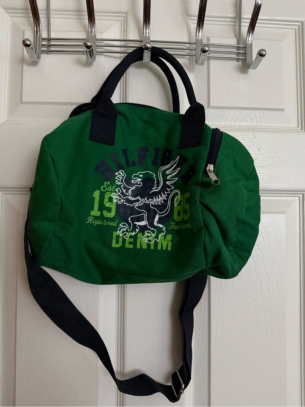 Tommy Hilfiger Green Duffel with Navy Straps